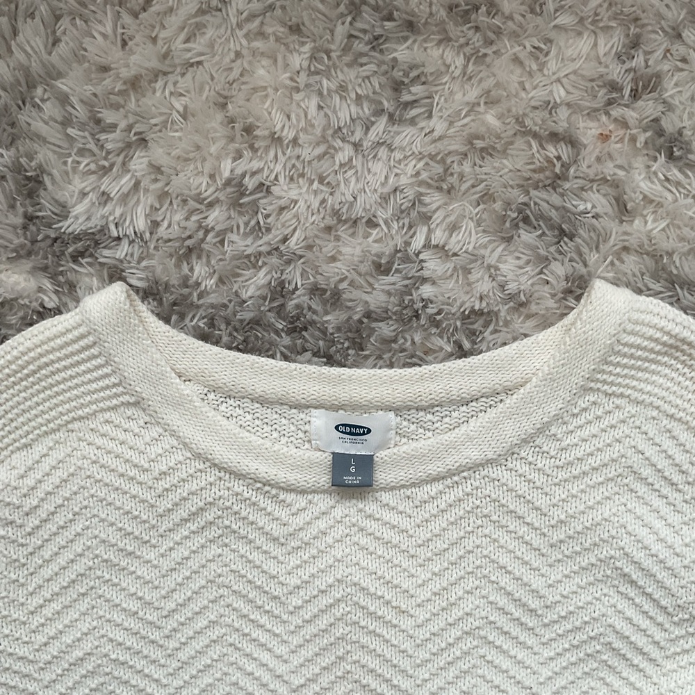 Cream Chevron Knit Sweater - Picture 3 of 6